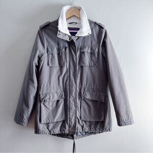 Madden Girl Faux-Fur Lined Mid Season Utility Jacket in Olive Green, Size Medium